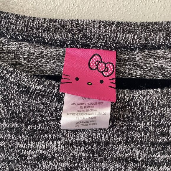 Hello Kitty Sequin Grey McBling Sanrio Kawaii Cutecore Lightweight Sweater Small - Picture 10 of 12